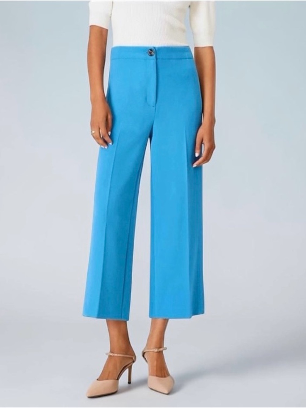 Ann Taylor, Kate Wide Leg Crop Pant, Fresh Water (Blue), Size 10